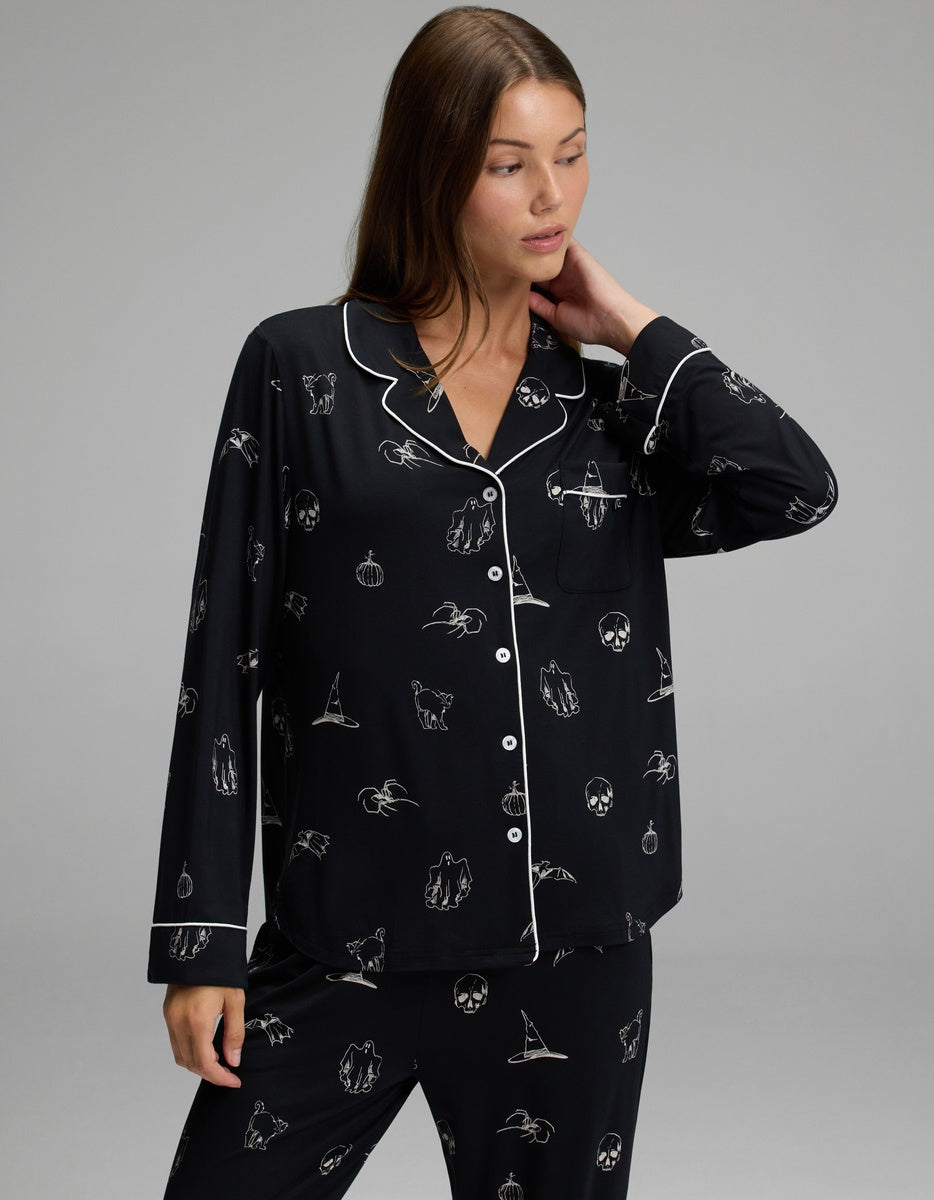 BlackWhite Novelty Print Pajama Set — Women’s Long Sleeve Sleepwear (1)